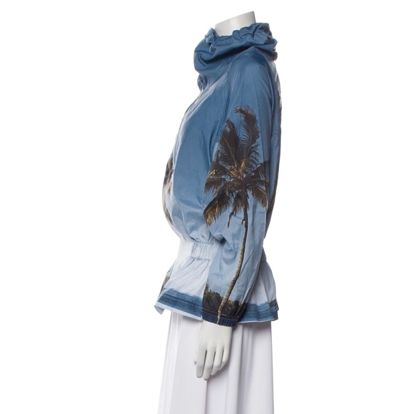 226. STELLA MCCARTNEY Adidas Palm Tree 1/2 Zip Windbreaker $250 EUC Medium - Picture 2 of 3
